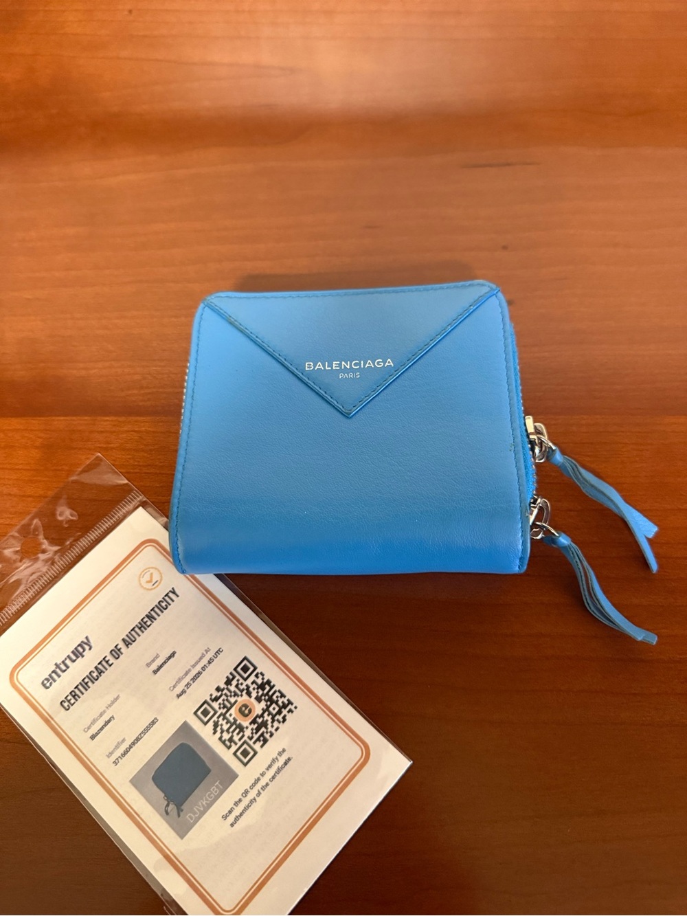 Balenciaga Papier Mini Wallet – Bright Blue Calfskin Leather